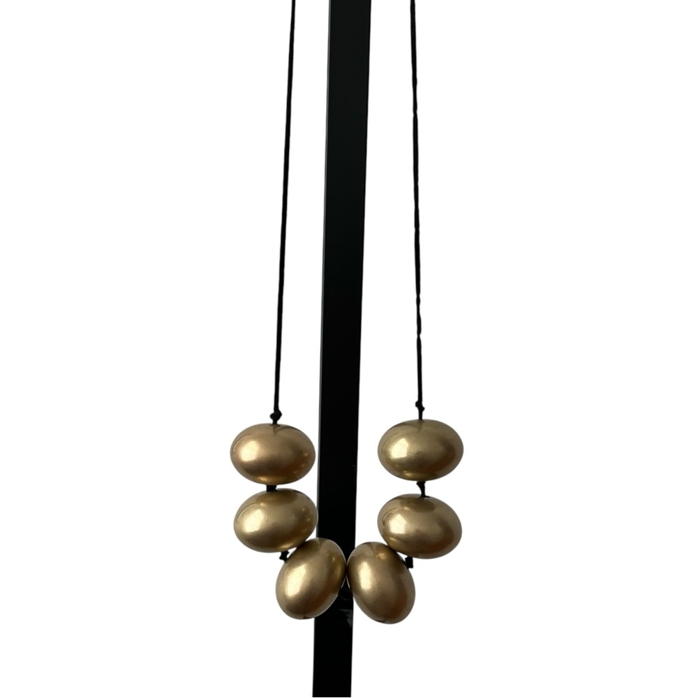 Modern Gold Tone Chunky Adjustable Six Bead Necklace